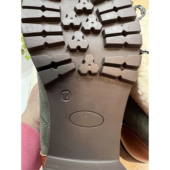 Skechers Air Cooled Memory Foam Lace Up Suede Leather Boots Green Size 10 New - Picture 10 of 11